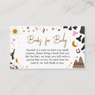 Pink Western Cowgirl Baby Shower Books for Baby Enclosure Card