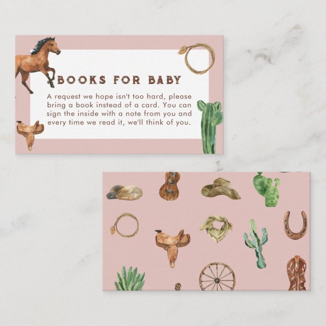 Pink Western Cowgirl Baby Shower Enclosure Card (Front/Back)