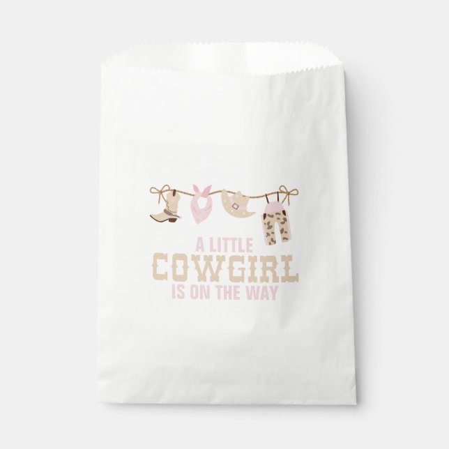 Pink Western Cowgirl Baby Shower Favour Bags (Front)
