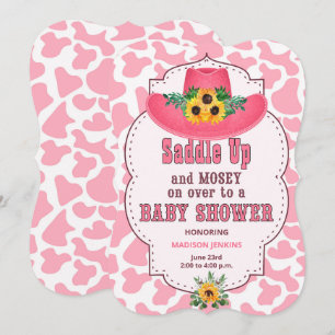 Pink Western Cowgirl Baby Shower Invitation