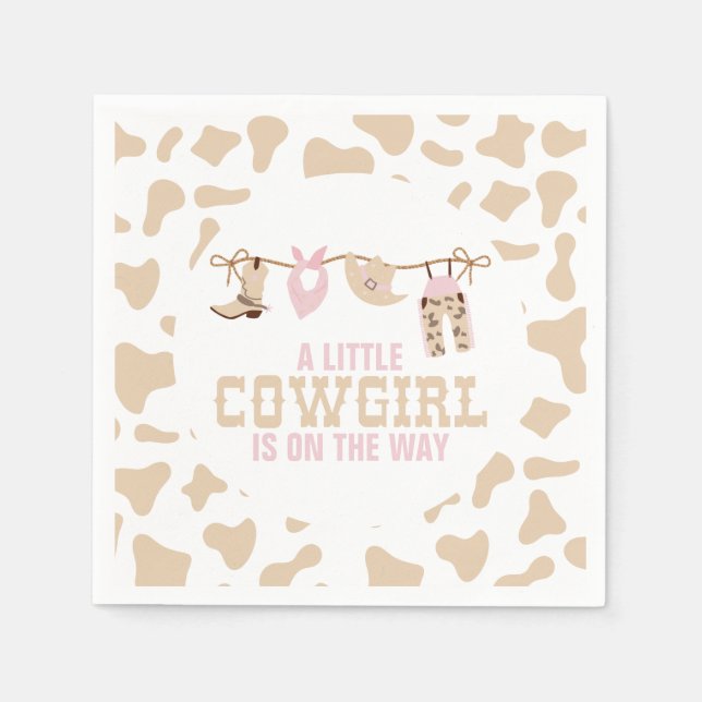 Pink Western Cowgirl Baby Shower Napkin (Front)