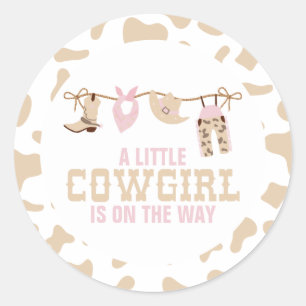 Pink Western Cowgirl Baby Shower Paper Plates Classic Round Sticker