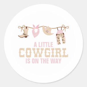 Pink Western Cowgirl Baby Shower Paper Plates Classic Round Sticker