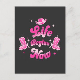 Pink Western Cowgirl Birthday Milestone Postcard