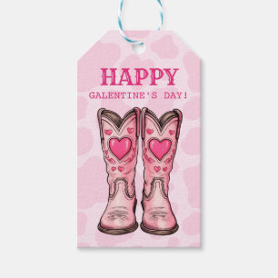 Pink Western Cowgirl Boots Cow-print Gift Tag
