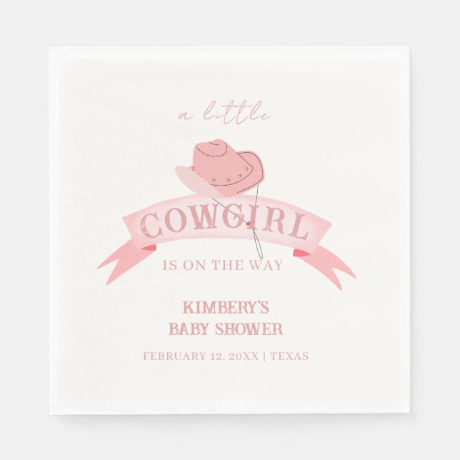 Pink Western Cowgirl Hat Baby Shower  Napkin (Front)