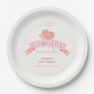 Pink Western Cowgirl Hat Baby Shower  Paper Plate