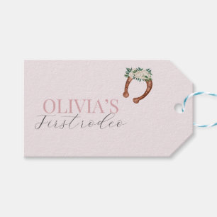 Pink western cowgirl rodeo birthday gift tags