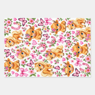 Pink Western Highland Cow & Pony Wrapping Paper Sh