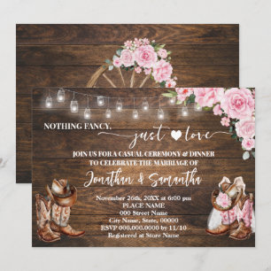 Pink Western Nothing Fancy Just Love Wedding Invitation