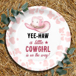 Pink Western Rodeo Cowgirl Baby Shower Paper Plate<br><div class="desc">elegant western rodeo watercolor artwork. Country rodeo Cowgirl Rodeo Baby Shower theme. Easy to personalise.</div>