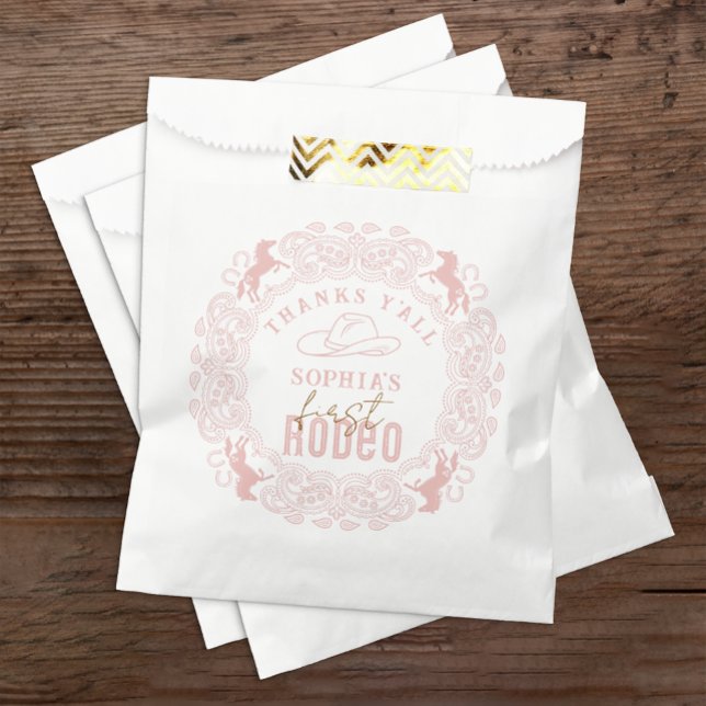 Pink Western Rodeo First Birthday Favour Bag – Rus (First Rodeo Birthday Favor Bag)