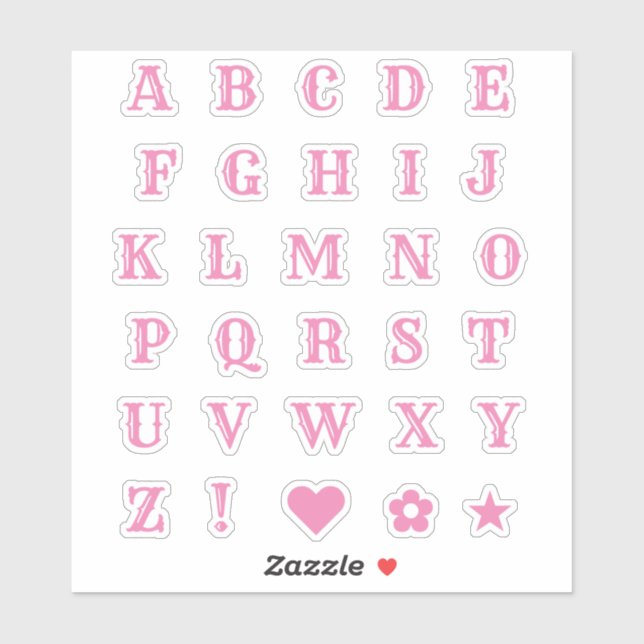 Pink Western Theme Party Letters Monogram Alphabet (Sheet)
