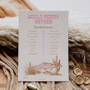 Pink Western Would Mummy Rather Baby Shower Game