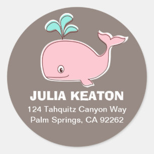Pink Whale Address Labels