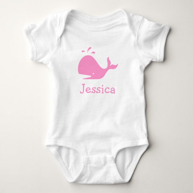 Pink whale baby clothes | Personalizable Bodysuit (Front)
