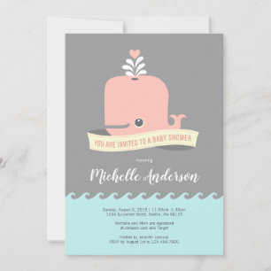Pink Whale Baby Shower Invitation
