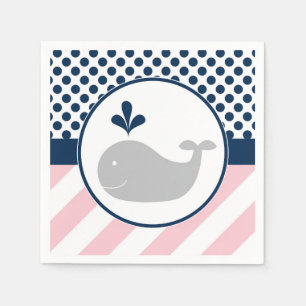 Pink Whale Baby Shower Napkins