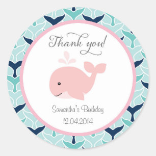Pink Whale Birthday Sticker