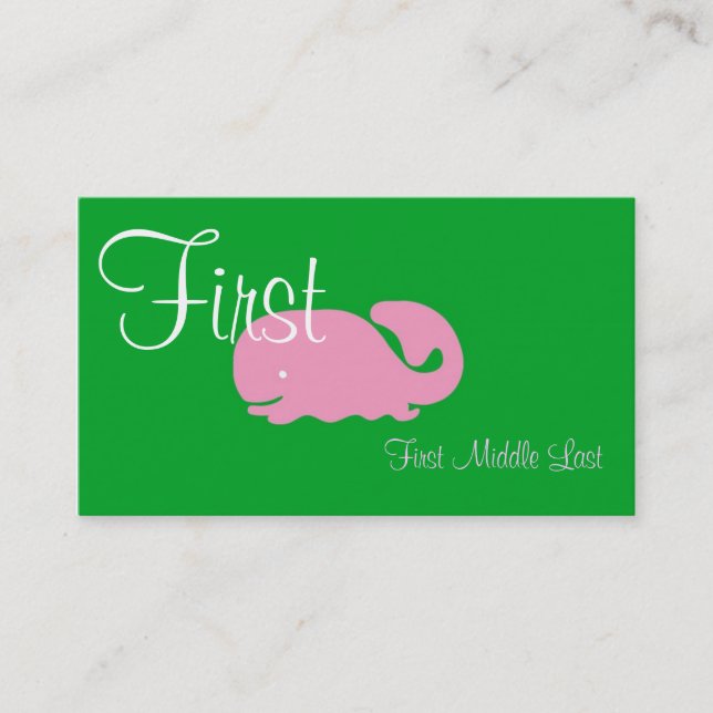 Pink Whale Girls Calling Card (Front)