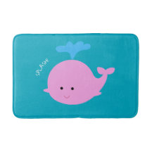 Pink Whale Graphic Bathmat