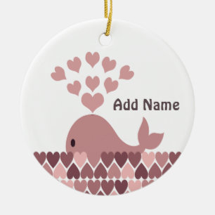Pink Whale Love Ceramic Tree Decoration