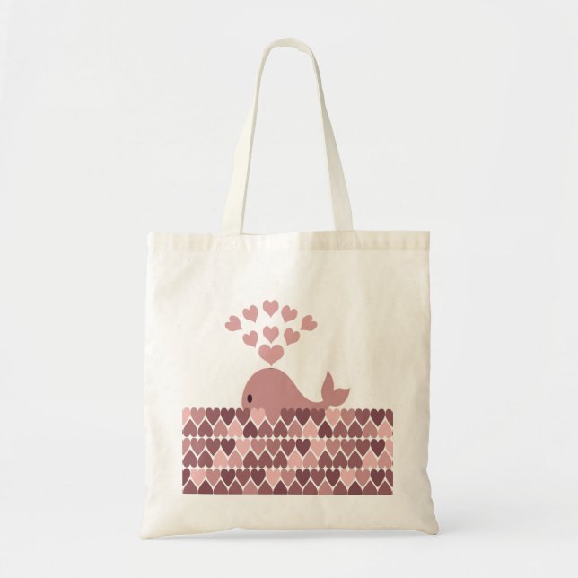 Pink Whale Love Tote Bag (Front)