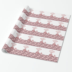 Pink Whale Love Wrapping Paper