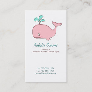 Pink Whale Mummy Calling Cards