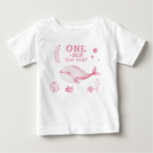 Pink Whale Oneder The Sea 1st Birthday  Baby T-Shirt