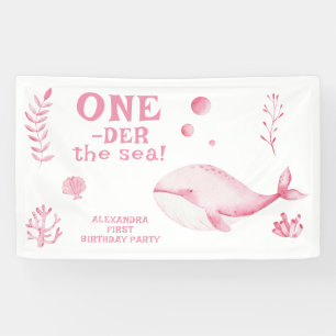 Pink Whale Oneder The Sea 1st Birthday Banner