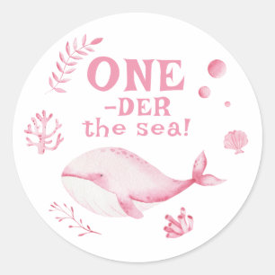 Pink Whale Oneder The Sea 1st Birthday  Classic Round Sticker