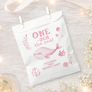Pink Whale Oneder The Sea 1st Birthday Favour Bags