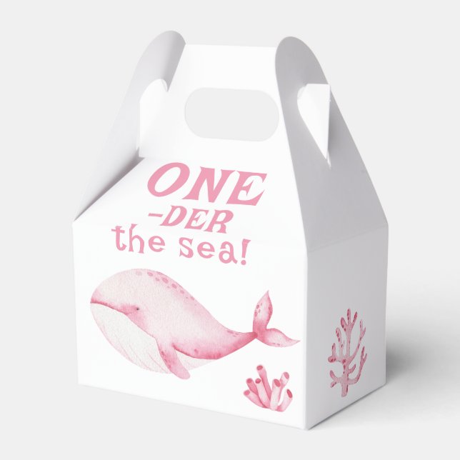 Pink Whale Oneder The Sea 1st Birthday  Favour Box (Front Side)