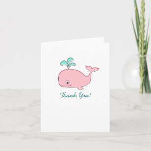 Pink Whale Thank You Card