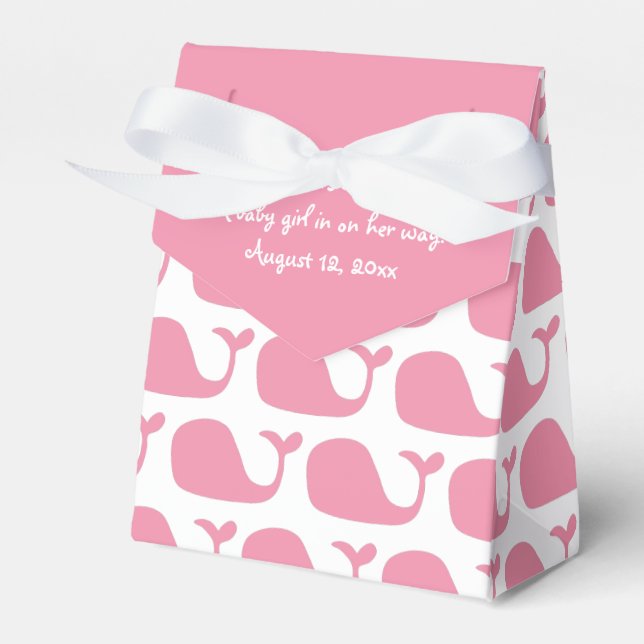 Pink Whale Theme Baby Shower Favour Boxes (Front Side)