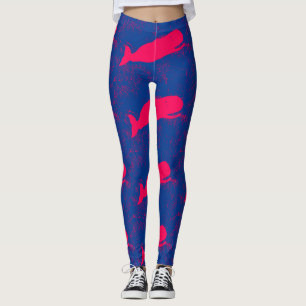 pink whales blue leggings
