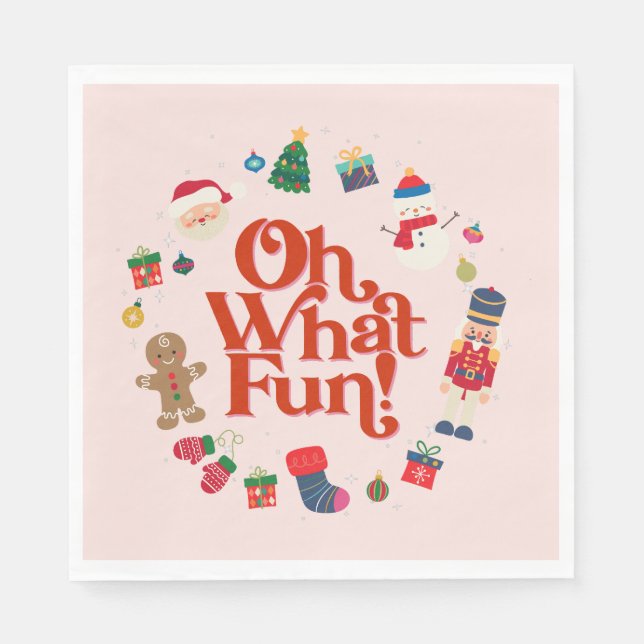 Pink What Fun Christmas Birthday Table Decor  Napkin (Front)