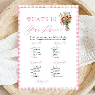 Pink What's In Your Purse Bridal Shower Game Invitation