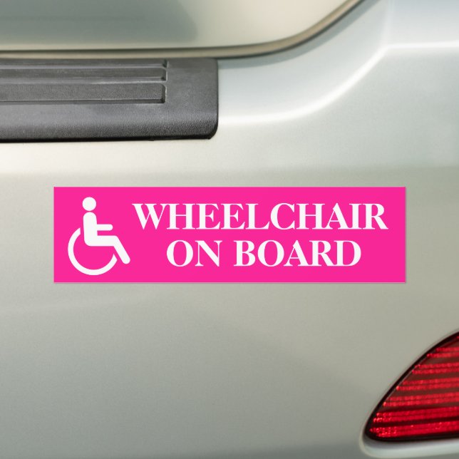 Pink Wheelchair – Accessibility Awareness Bumper Sticker (On Car)