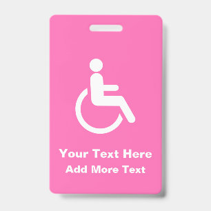 Pink Wheelchair – Accessibility Awareness ID Badge