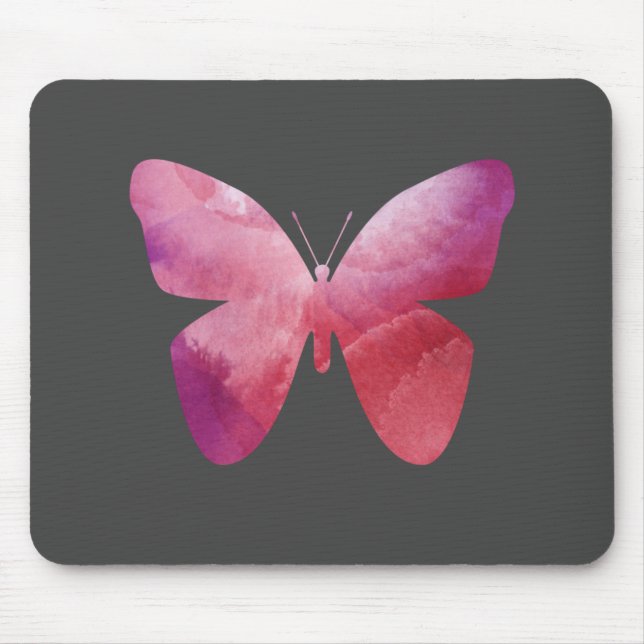 Pink whimsical butterfly mouse mat (Front)