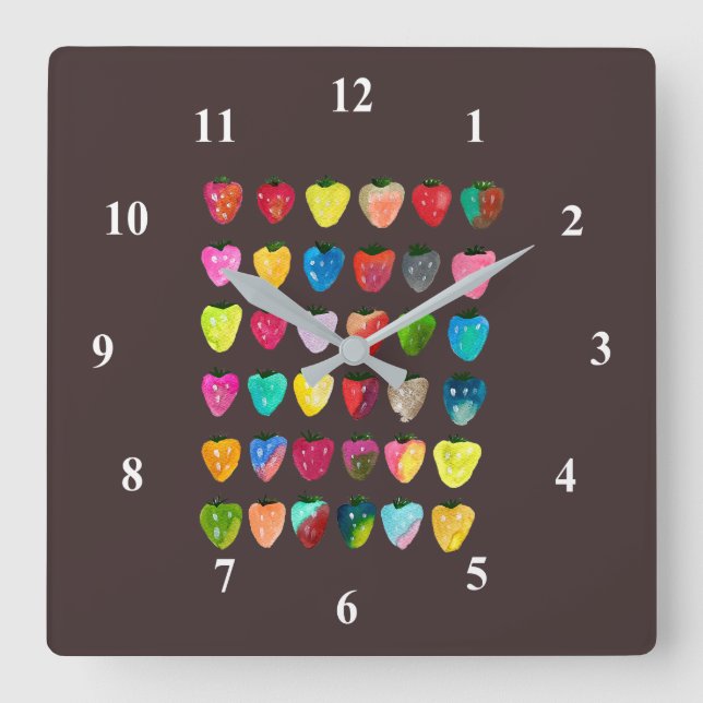 Pink whimsical butterfly square wall clock (Front)