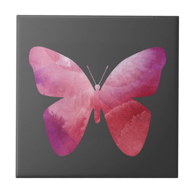 Pink whimsical butterfly tile (Front)