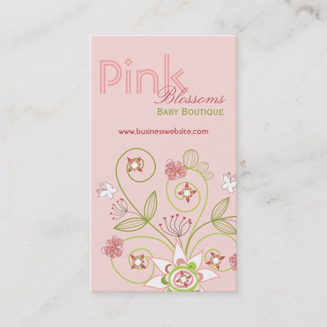 Pink Whimsical Chic Floral Blossoms Profile Card (Front)