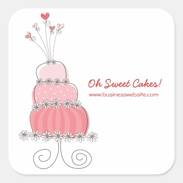 Pink Whimsical Chic Wedding Cake Sticker (Front)
