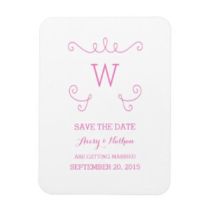 Pink Whimsical Flourish Save the Date Magnet