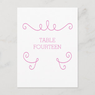 Pink Whimsical Flourish Table Number Postcard