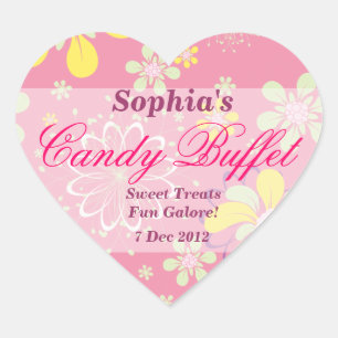 Pink Whimsical Flower Candy Buffet Sticker