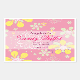 Pink Whimsical Flower Candy Buffet Sticker